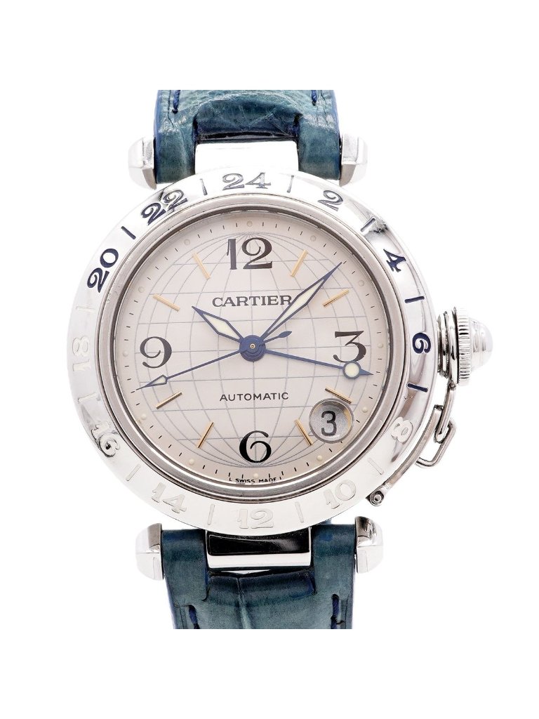 Cartier Pasha C Meridian Gmt Silver Dial Watch